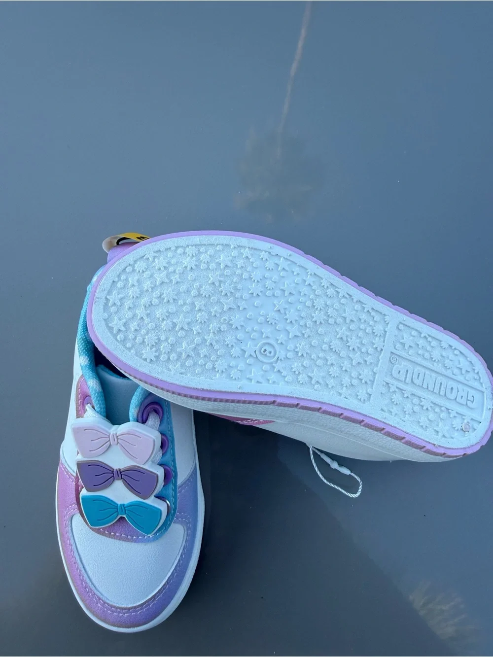 Kids Pastel Bow Accent Sneakers - White, Pink, Purple, Teal